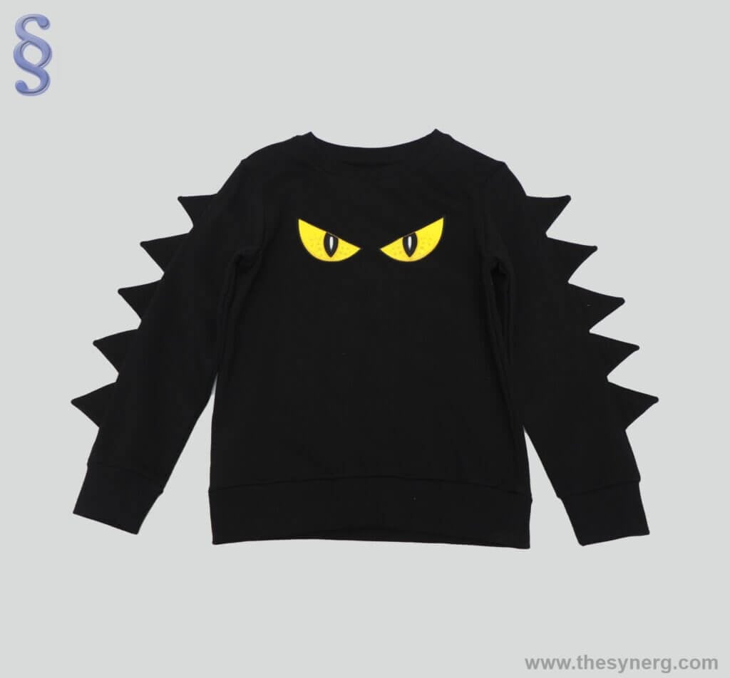 Eye printed crewneck children's sweatshirt made using heavyweight GSM cotton fabric.