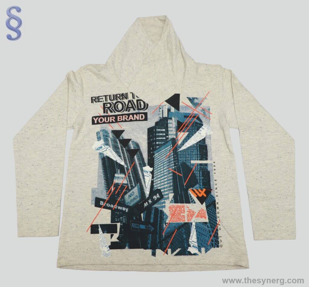 Sweatshirts manufacturers in India | Private Label Custom Hooded Crewneck manufacturers Tirupur 12 This full sleeve acid washed sweatshirt with a bold “New York” print is produced using 300 GSM heavyweight cotton fleece. Created by Synerg, one of the most trusted sweatshirt manufacturers in India, this garment combines comfort, style, and durability. Our production team ensures premium finishing, consistent sizing, and export-grade quality for private label and global retail orders.