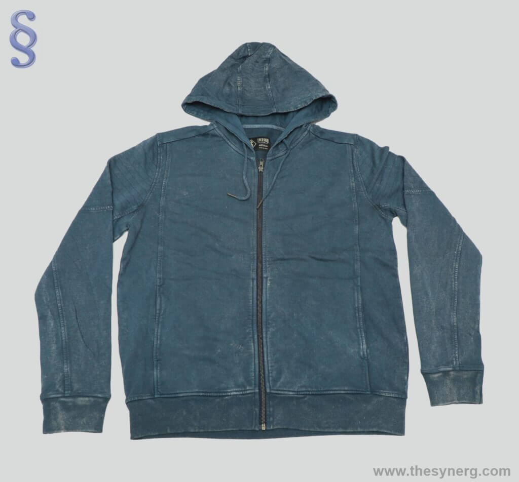 Acid-washed oversized fleece hoodie made by Synerg, leading heavyweight and fleece hoodie manufacturers in Tirupur, India.