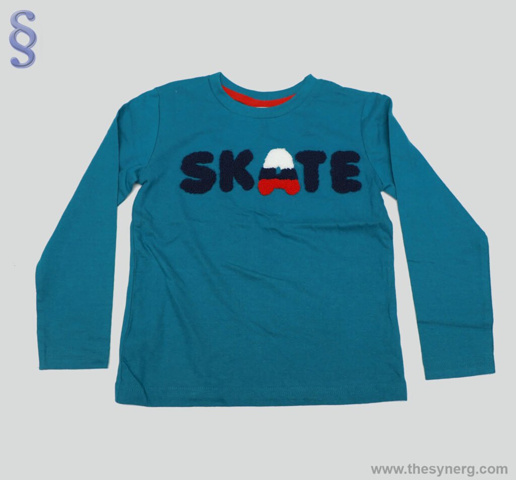 Full sleeve applique embroidered baby boy clothing made in children's t-shirts manufacturers suppliers company in Tirupur