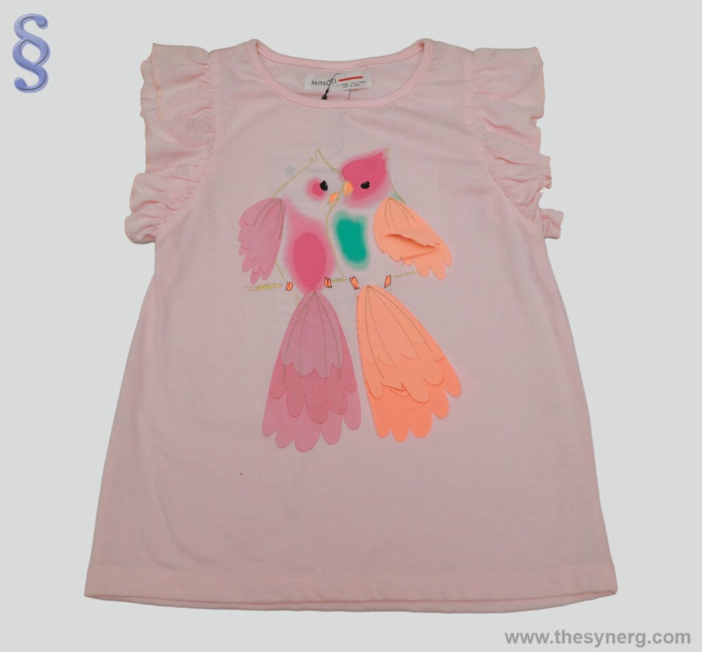 Best, premium, organic, and custom kids clothing manufacturers in India designing crop sleeve applique tops with high-quality detailing from Tirupur.