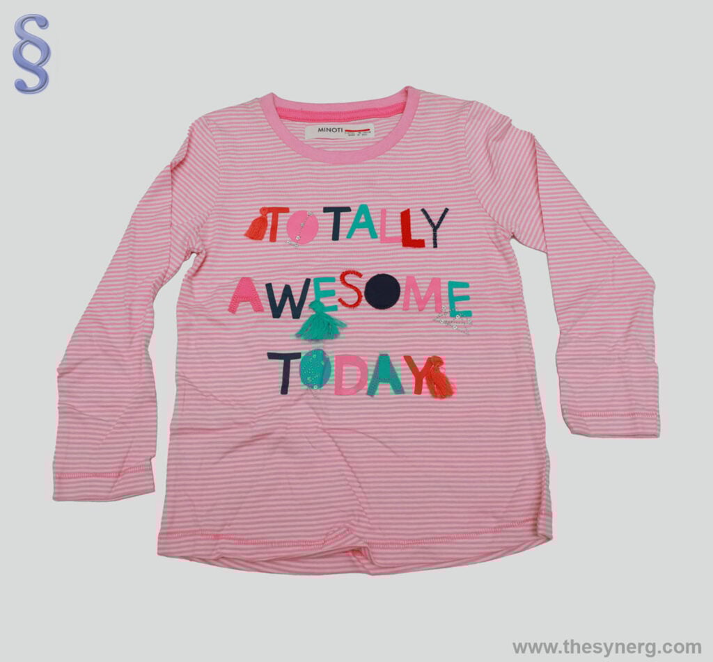 Yarn dyed full sleeve applique embroidered Casual Junior girls dress