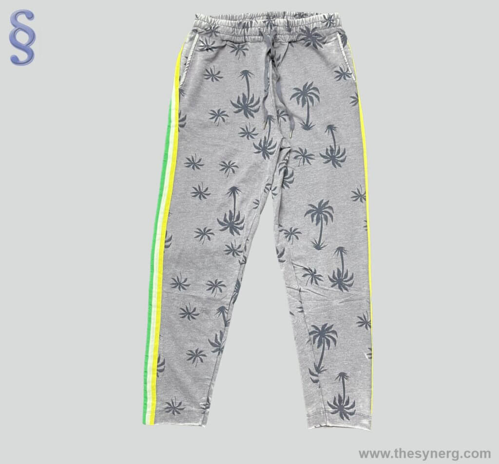 All over printed sports wear pant made by Synerg which is a sports wear clothing manufacturers in India