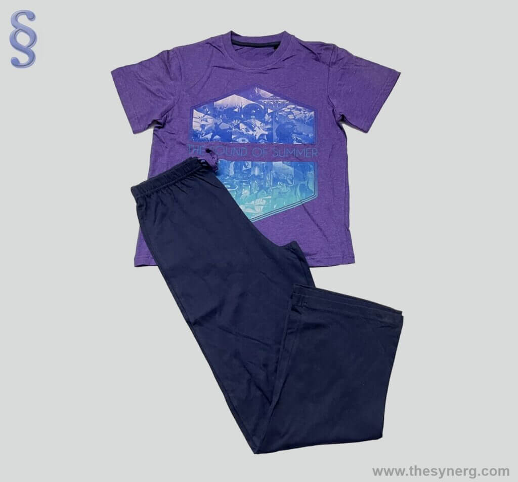 Custom children's pajama set made by Synerg which is a children's pajama sleepwear manufacturer