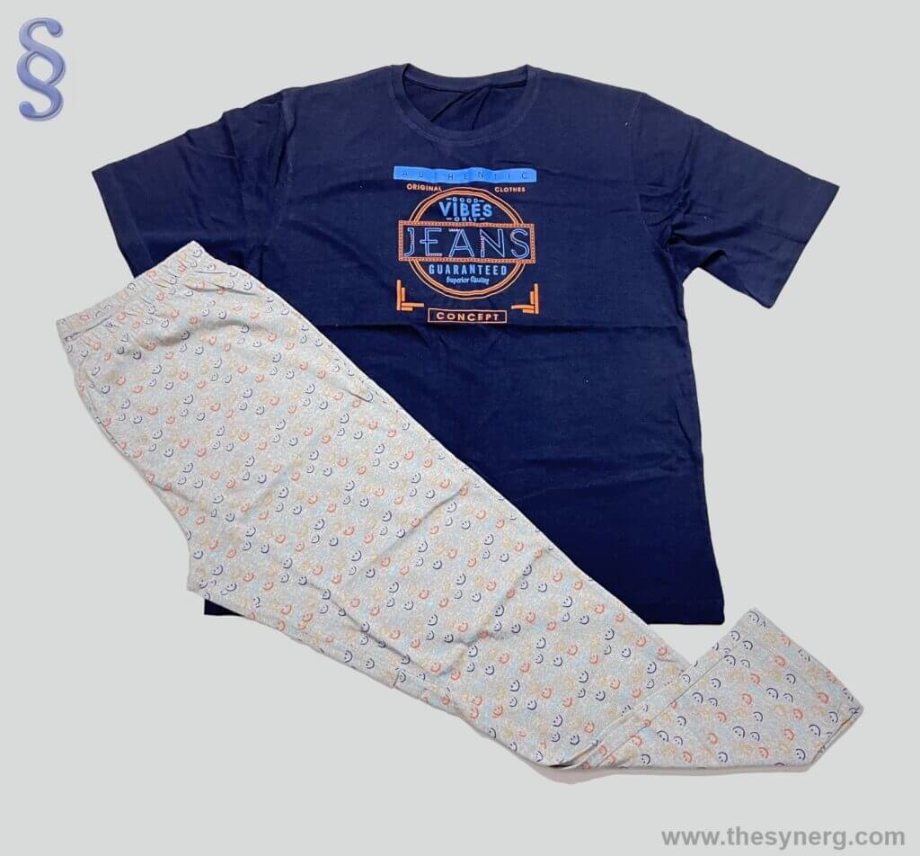 Stylish cotton nightwear set crafted by Synerg, trusted nightwear manufacturers in Tirupur and India known for quality and comfort.