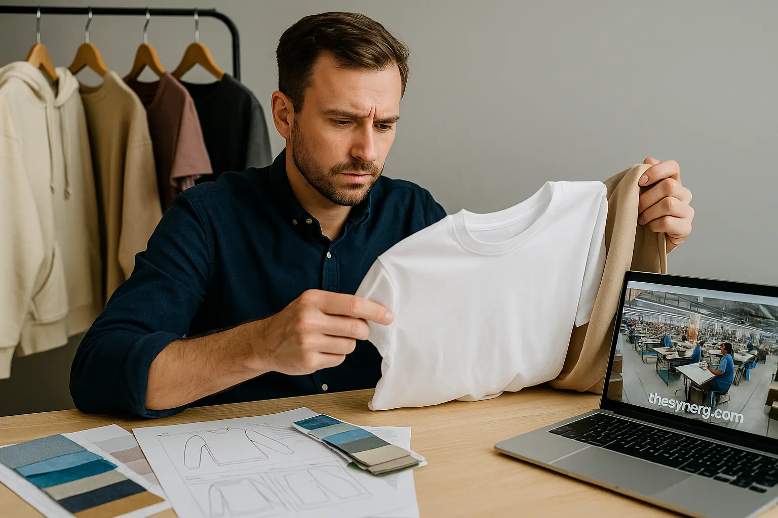 Importer z Polski przegląda próbki odzieży od producentów z Indii i Tirupur – producent odzieży Indie, producent koszulek i T-shirtów, producent bluz i bluz z kapturem, producent odzieży nocnej i piżam, producent odzieży OEM, na zamówienie i private label.