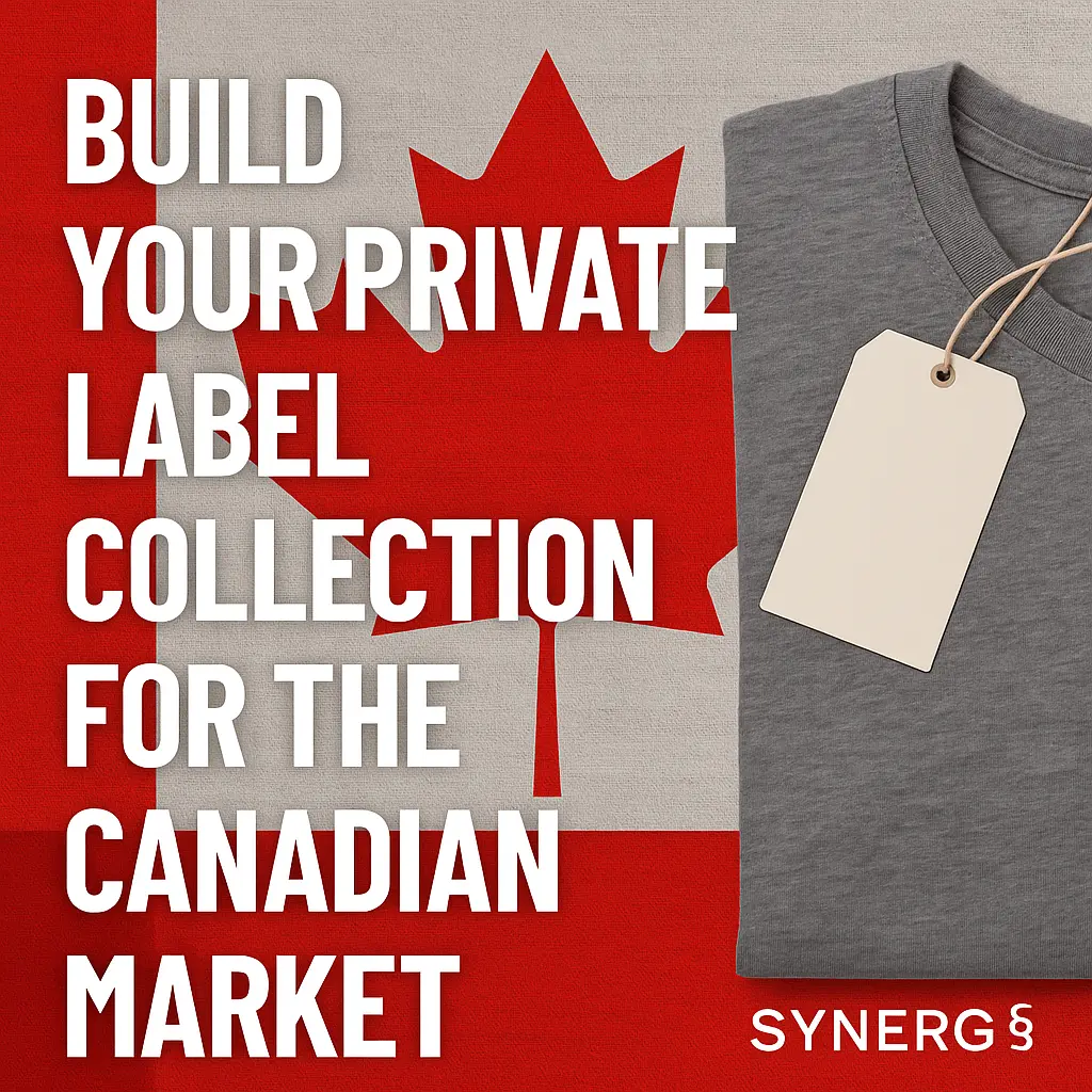 Promotional image of Synerg, a trusted clothing factory and private label apparel manufacturing partner for Canadian fashion brands, highlighting T-shirts, hoodies, and loungewear production in India.