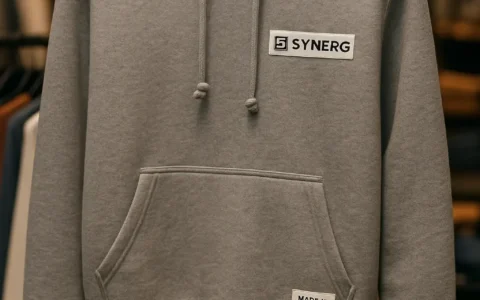 Clothing Manufacturers in India for UK Brands: Your Trusted Apparel Partner 5 A digital image of a custom hoodie with Synerg logo, representing Indian clothing manufacturers for UK brands seeking private label apparel