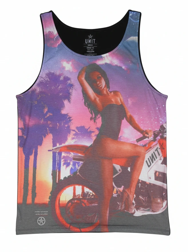 Crop Top Manufacturers in India | Tank Top Manufacturer – Casual Wear, Summer Clothing, Beachwear Factory 5 Sublimation photo printed tank top created by leading beach clothing manufacturers, beach dress manufacturers in India, and beachwear manufacturers in India.