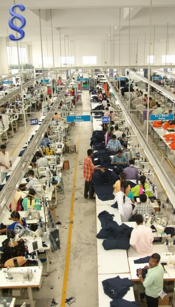 Clothing manufacturer contact – inside view of garment factory