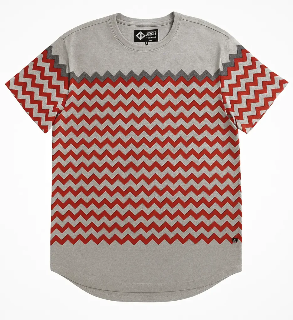 Chevron pattern printed streetwear t-shirt manufacture