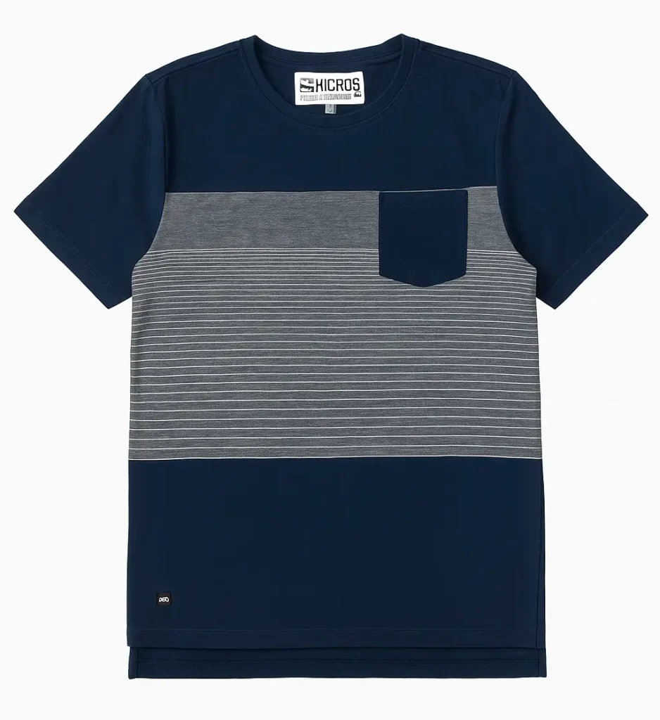 Cut and sew color block pocket t-shirt manufacturer