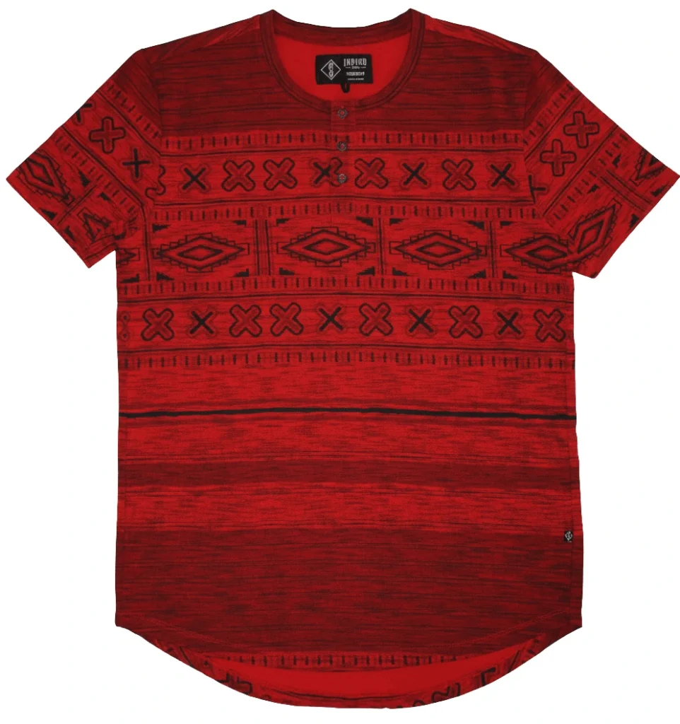 Red tribal print streetwear t-shirt manufacturer