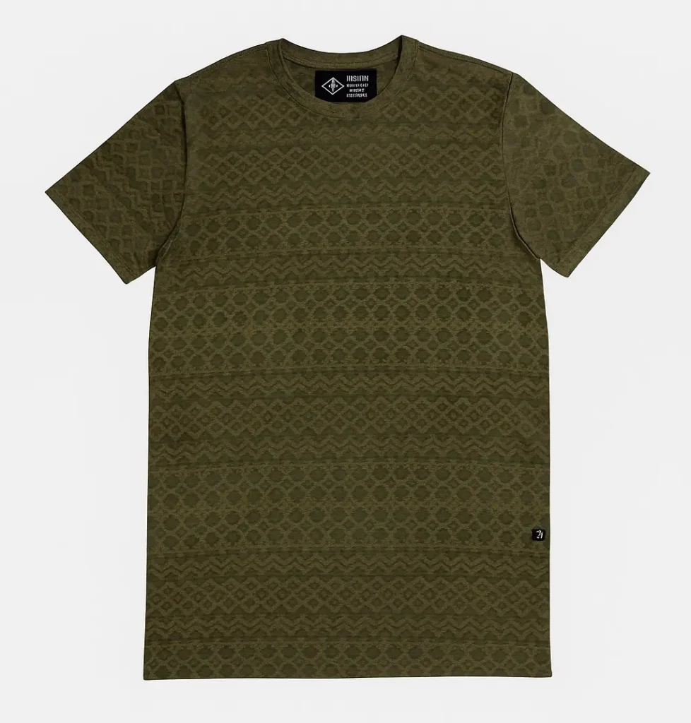Textured jacquard knit pattern t-shirt manufacturer