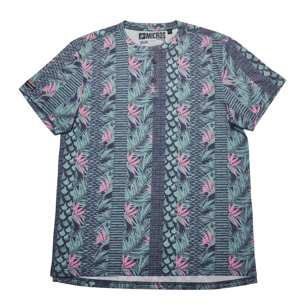 Geometric tribal print button down t-shirt supplier